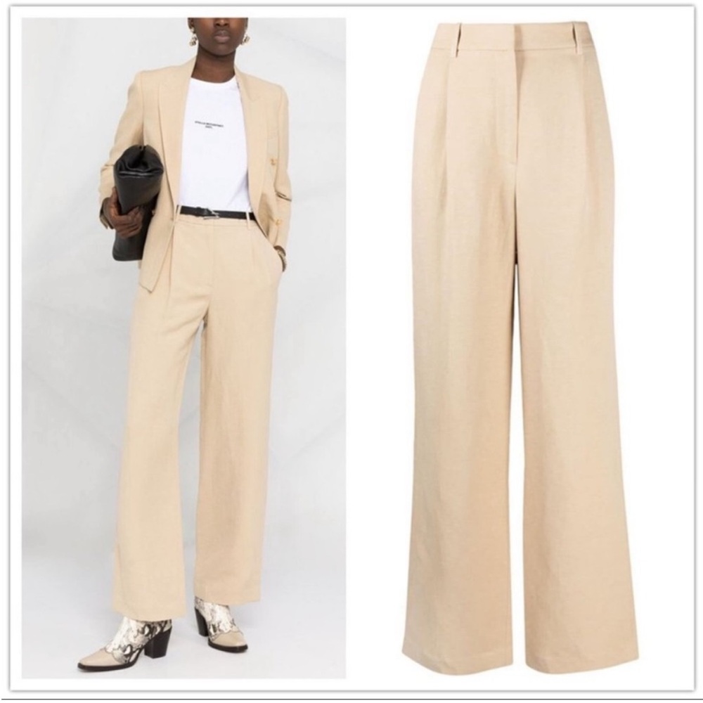Nili Lotan Dayton Linen Silk Blend Wide Leg Trouser Pants - Picture 3 of 16